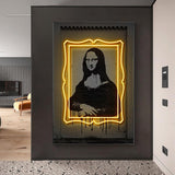 Neon Wall Painting Mona Lisa Canvas Wall Art