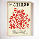 Nordic Abstract Art Matisse Poster Red Theme Canvas Wall Art