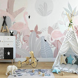 Nordische abstrakte Pflanzen-Flamingo-Tapete für die Wanddekoration zu Hause