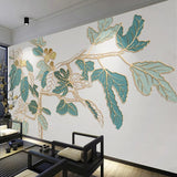 Nordic Golden Embossed Line Leaf Wallpaper for Home Wall Decor