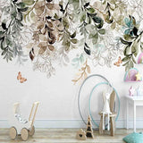 Nordic Leaf Butterfly Flower Wallpaper for Home Wall Decor