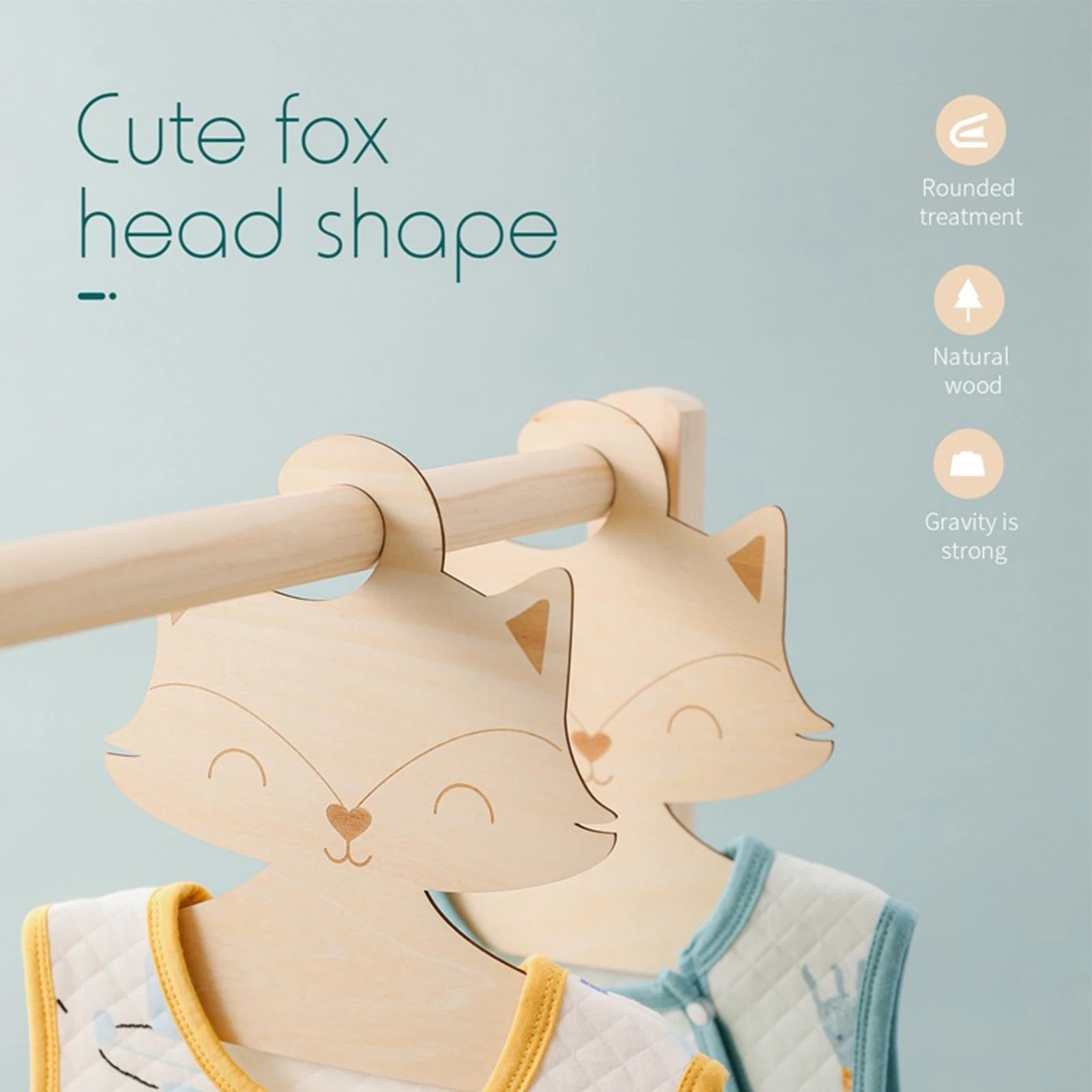 Nordic Style Baby Cute Fox Wooden Clothes Hanger