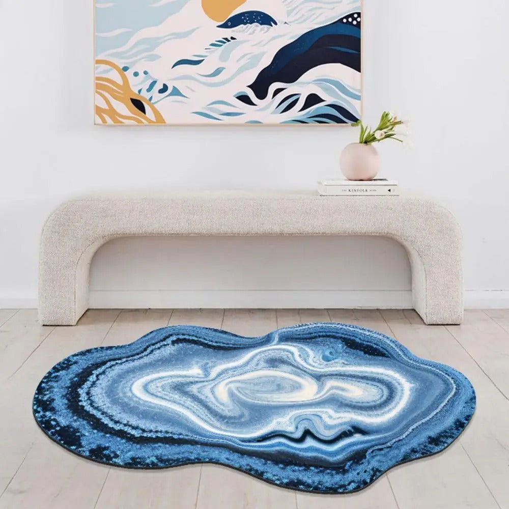 Ocean Wave Blue Lines Rug