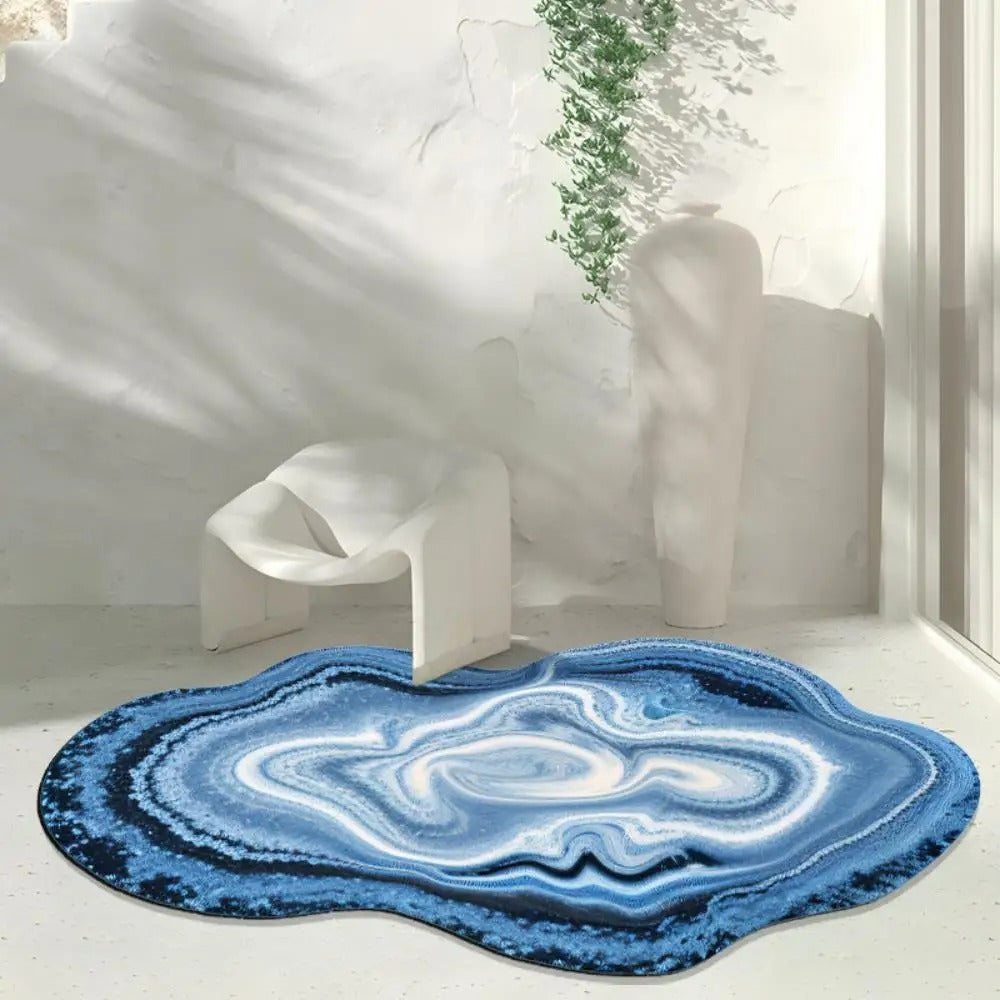 Ocean Wave Blue Lines Rug