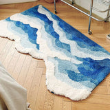 Ocean Wave Fluffy Blue Lines Rug