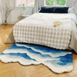 Ocean Wave Fluffy Blue Lines Rug