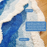 Ocean Wave Fluffy Blue Lines Rug