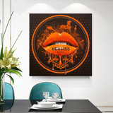 Orange Lips Canvas Wall Art