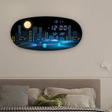 Horloge murale numérique ovale : chronométrage précis et design élégant