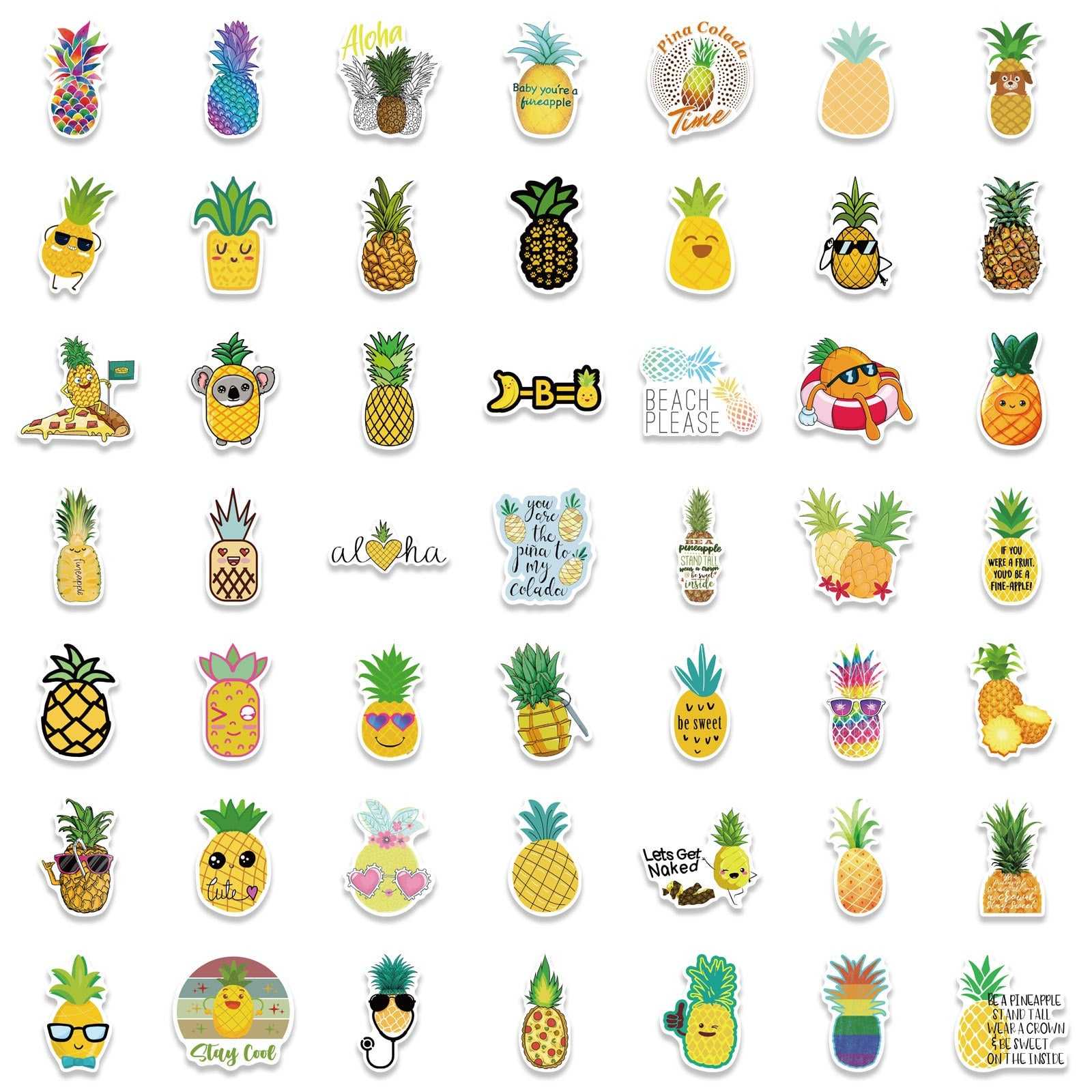 Pineapple Stickers Pack | Famous Bundle Stickers | Waterproof Bundle Stickers