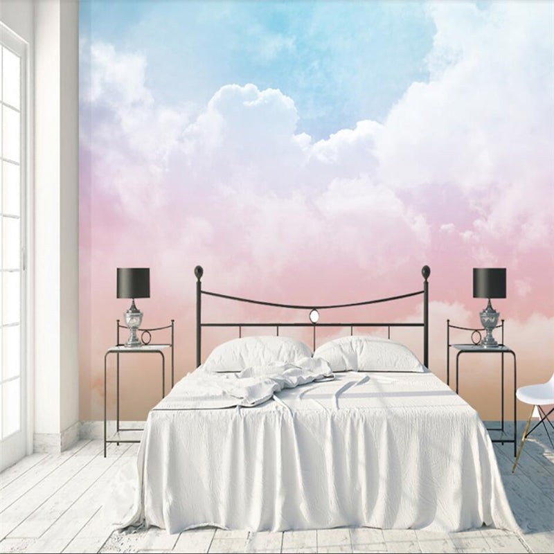 Pink and Blue Clouds Nursery Wallpaper