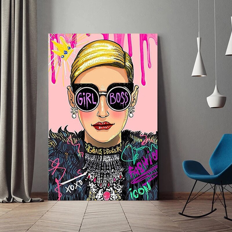 Pink Boss Girl Canvas Wall Art