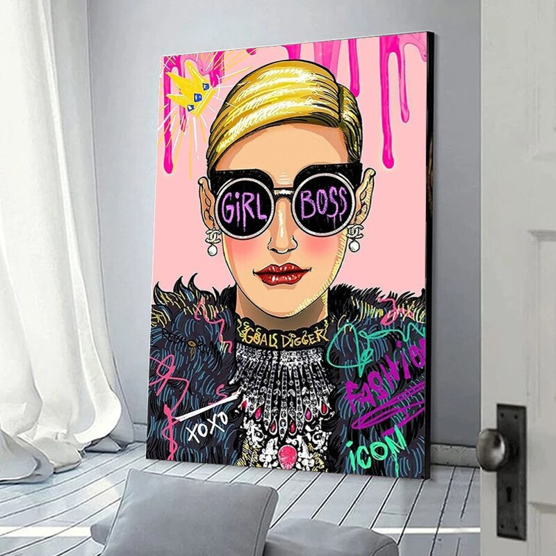 Pink Boss Girl Canvas Wall Art