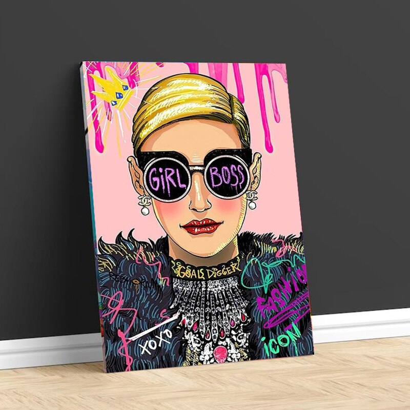 Pink Boss Girl Canvas Wall Art