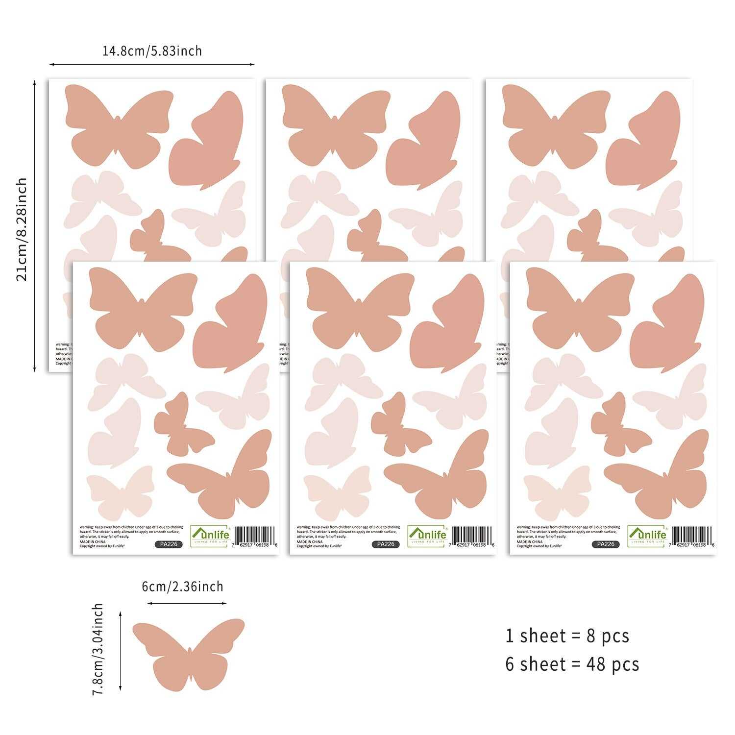 Pink Butterfly Boho Hearts Kids Wall Decal