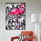 Pink Flamingo Graffiti Canvas Wall Art