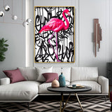 Rosa Flamingo-Graffiti-Leinwand-Wandkunst