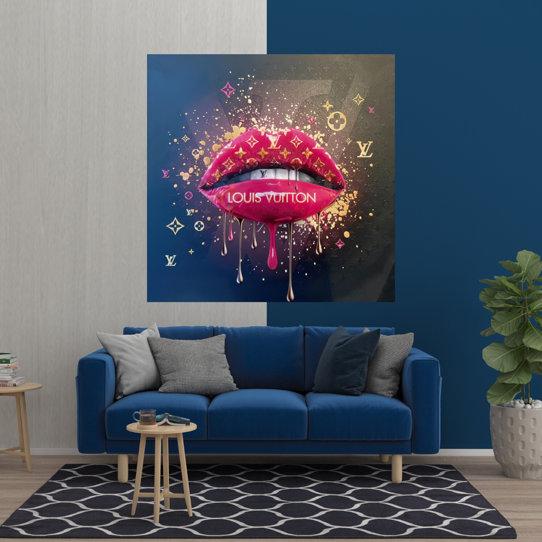 Rosa Lippen Graffiti Leinwand Wandkunst