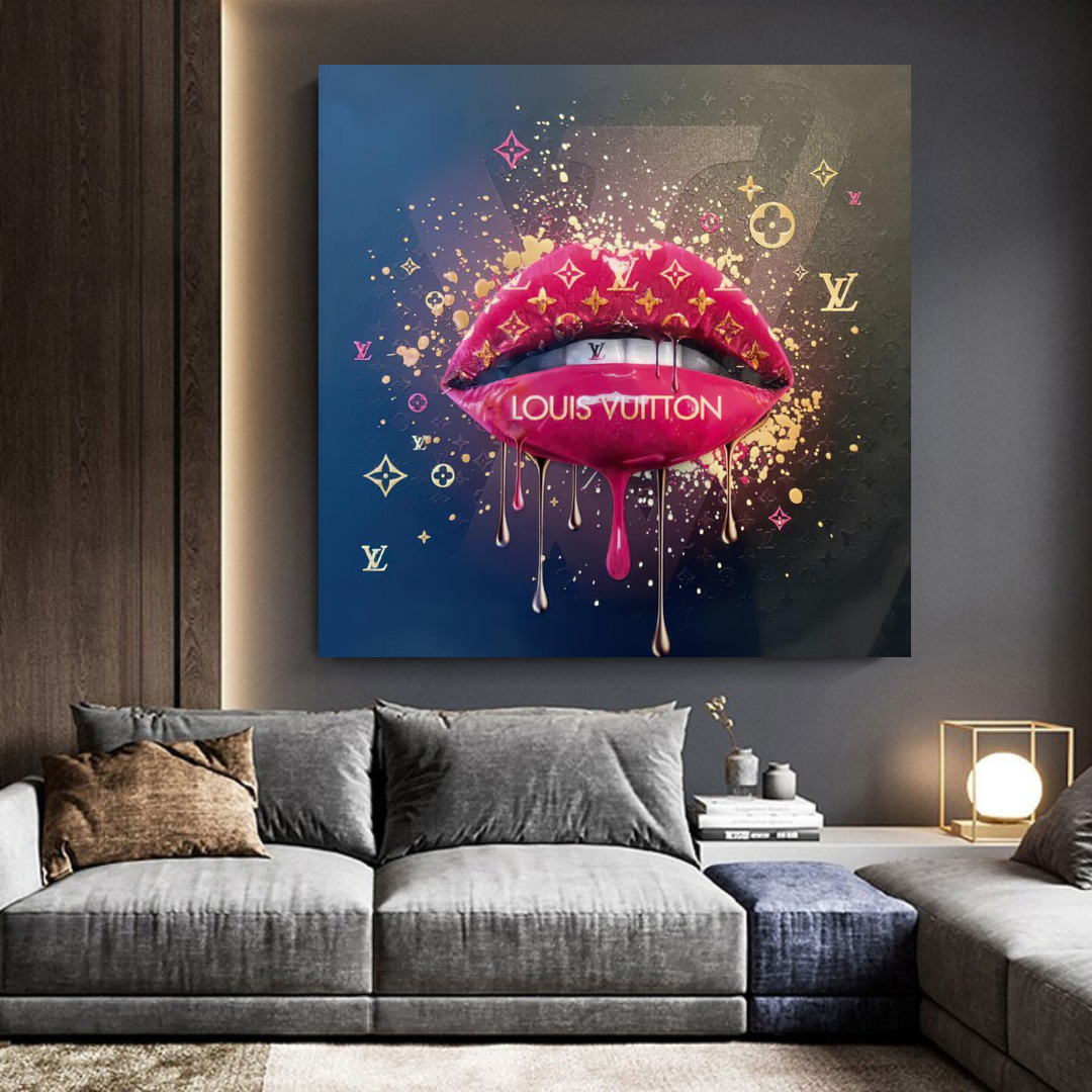 Pink Lips Graffiti Canvas Wall Art