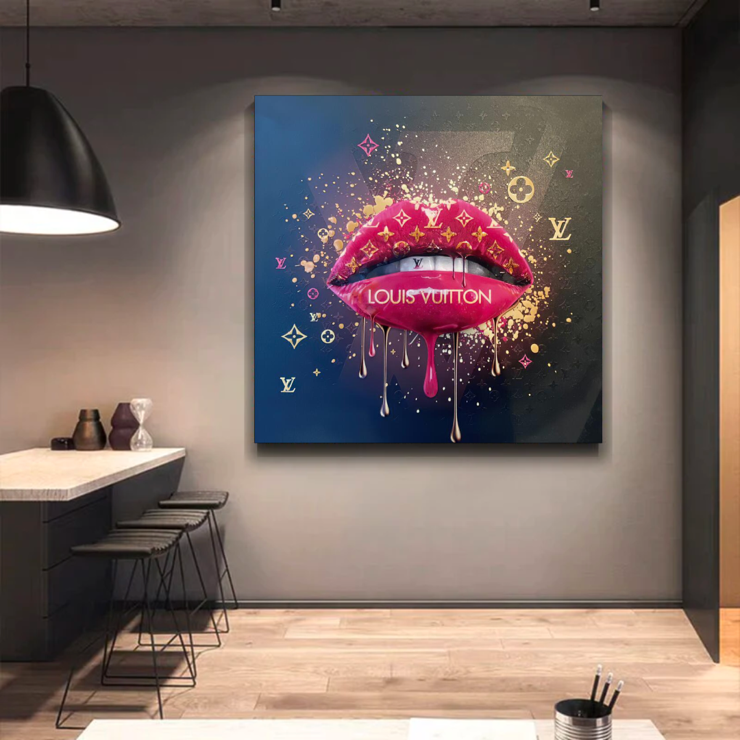 Rosa Lippen Graffiti Leinwand Wandkunst