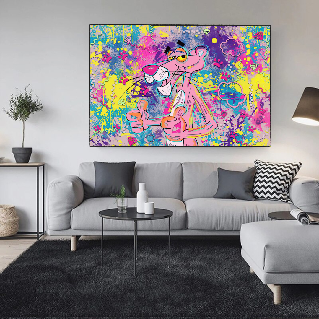 Pink Panther Leinwand-Wandkunst – lebendiges und kreatives Dekor