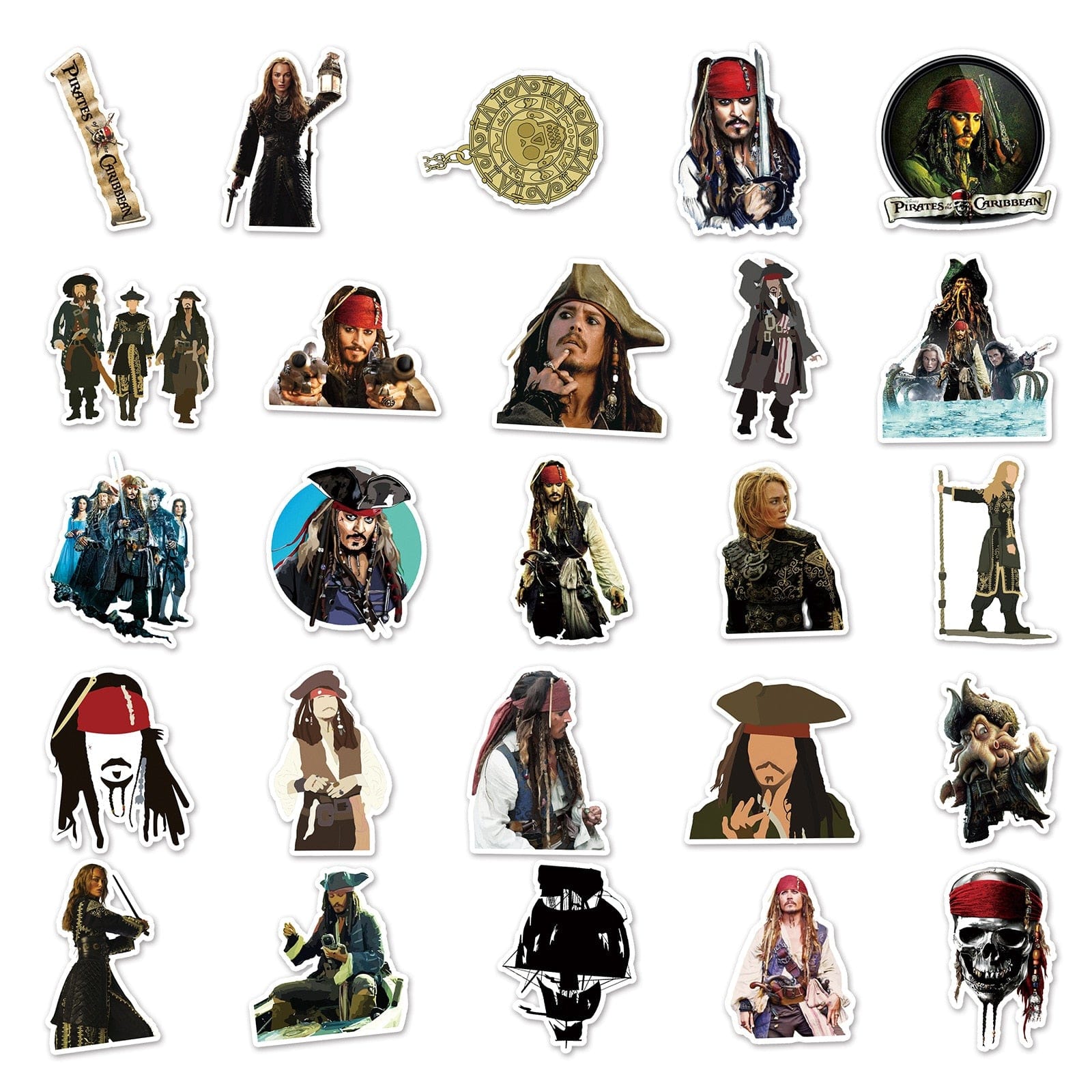 Pirates Captain Jack 50 Stickers Pack | Famous Bundle Stickers | Waterproof Bundle Stickers