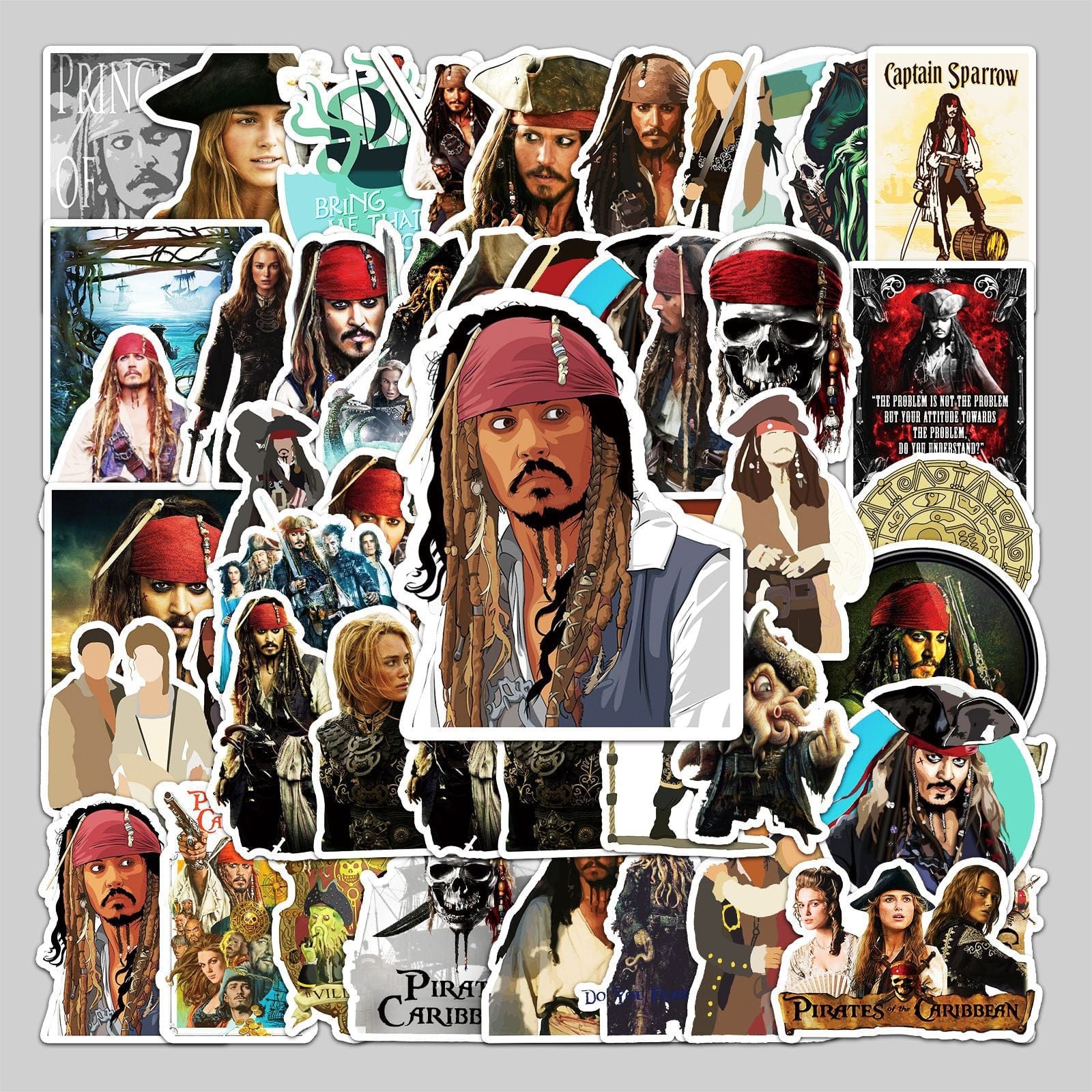 Pirates Captain Jack 50 Stickers Pack | Famous Bundle Stickers | Waterproof Bundle Stickers