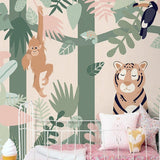 Playful Jungle Friends Wallpaper