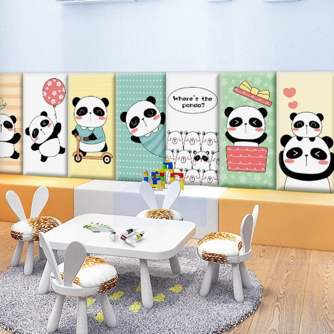 Playful Jungle Pandas Kids Wall Padded Safety Cushions