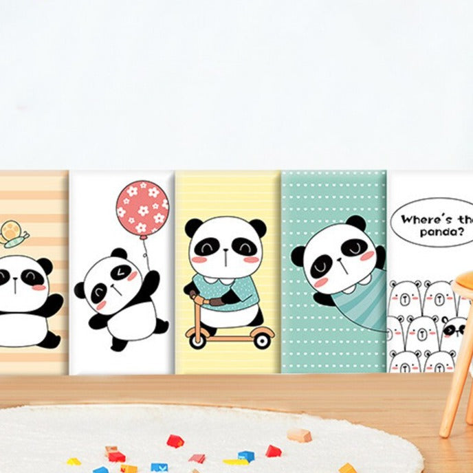 Coussins de sécurité rembourrés muraux Playful Jungle Pandas pour enfants