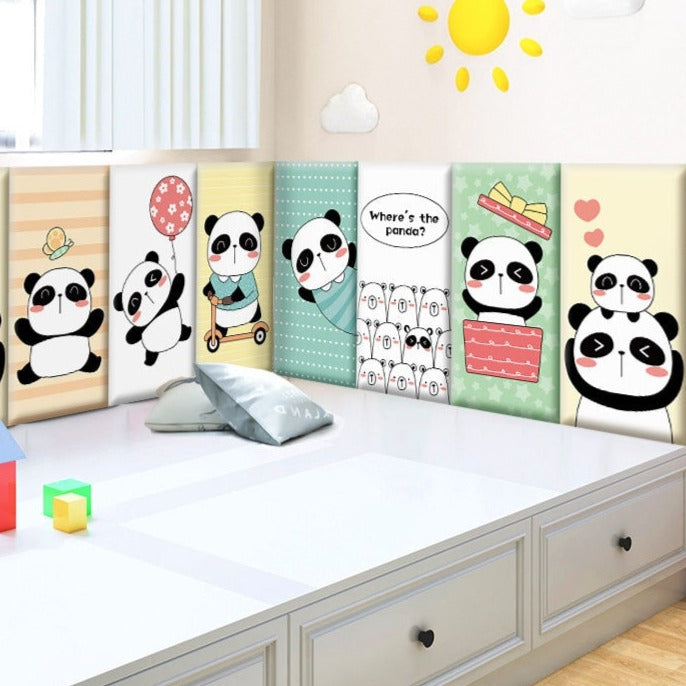 Playful Jungle Pandas Kids Wall Padded Safety Cushions