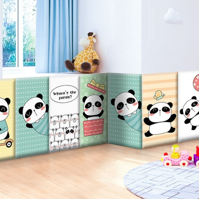 Coussins de sécurité rembourrés muraux Playful Jungle Pandas pour enfants