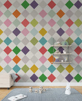 Polka Squares: Living Room Wallpaper Mural