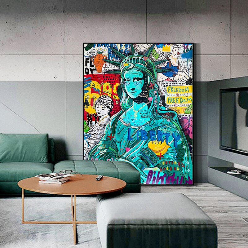 Pop Graffiti Art Statue Of Liberty Canvas Wall Art