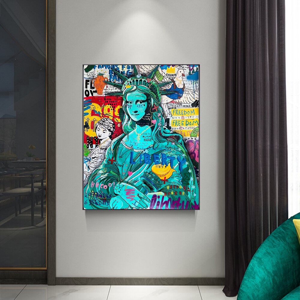 Pop Graffiti Art Statue Of Liberty Canvas Wall Art