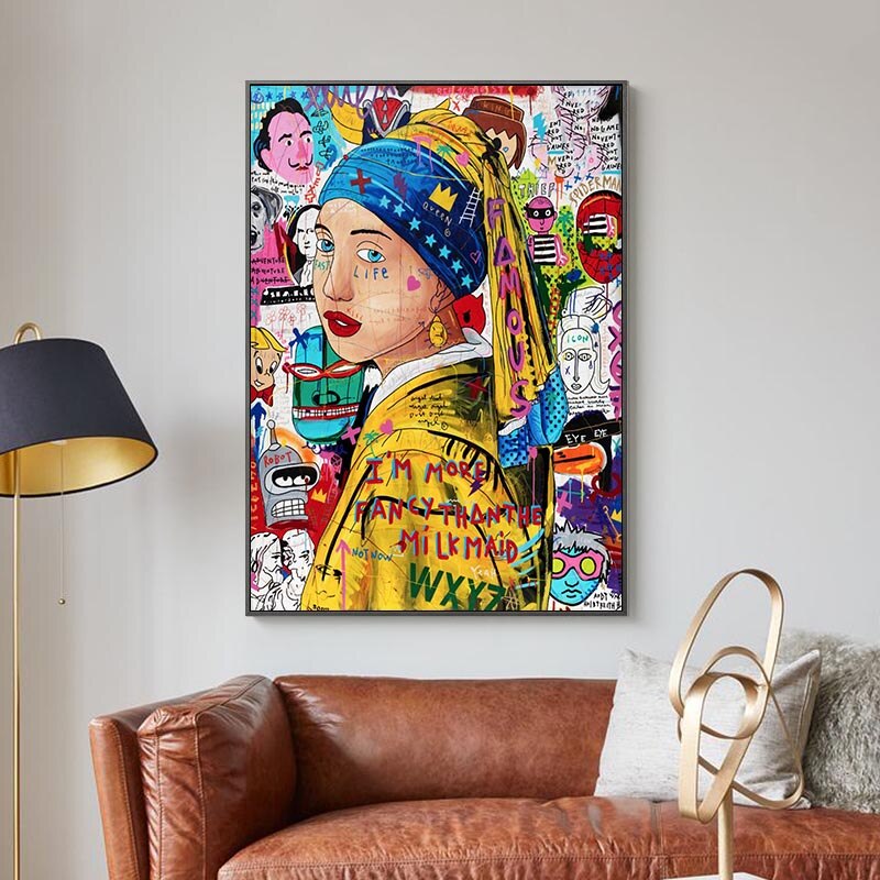 Pop Poster Girl With The Pearl Canvas Wall Art