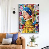 Pop Poster Girl With The Pearl Canvas Wall Art