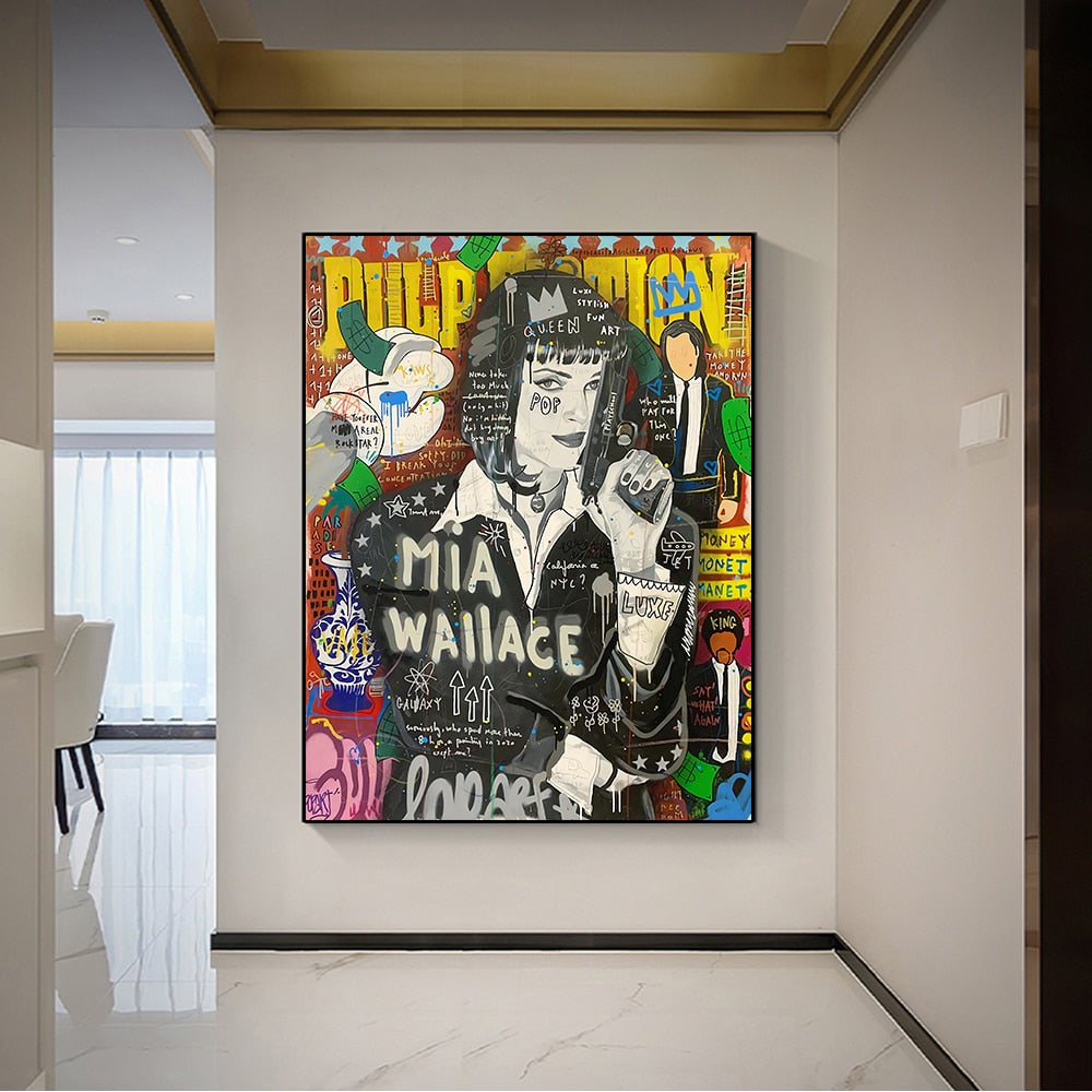 Pulp Fiction Personnage Graffiti Toile Affiche - Mia Wallace