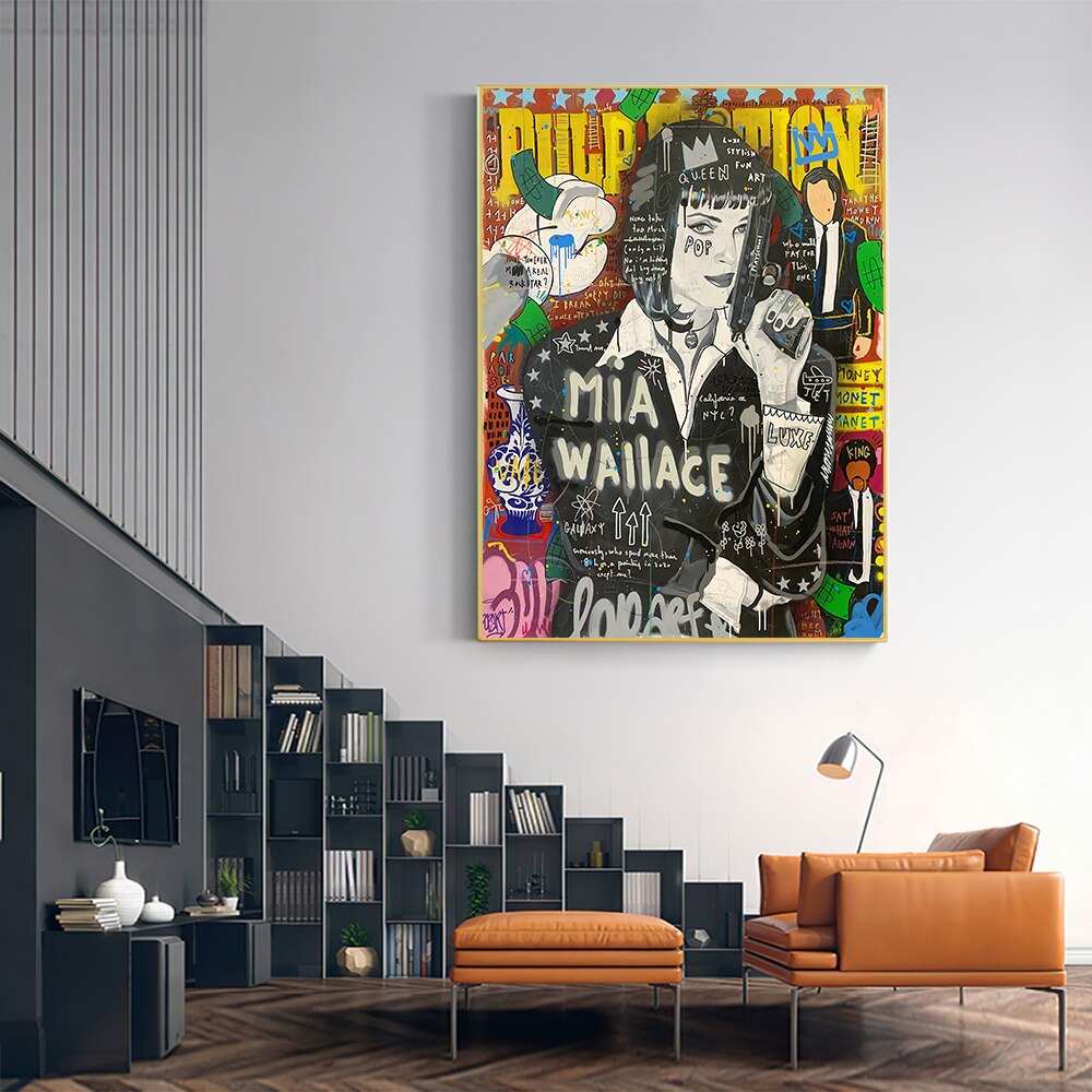 Pulp Fiction Character Graffiti Canvas Poster - Mia Wallace