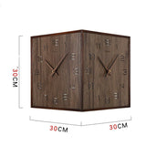 Punch-free Solid Wood Corner Double-Sided Wall Clock