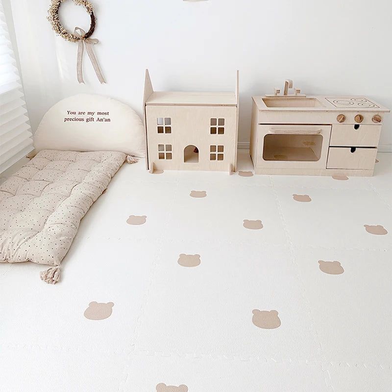 Carreaux de tapis de jeu de puzzle - Conception de thème Boho ours en peluche