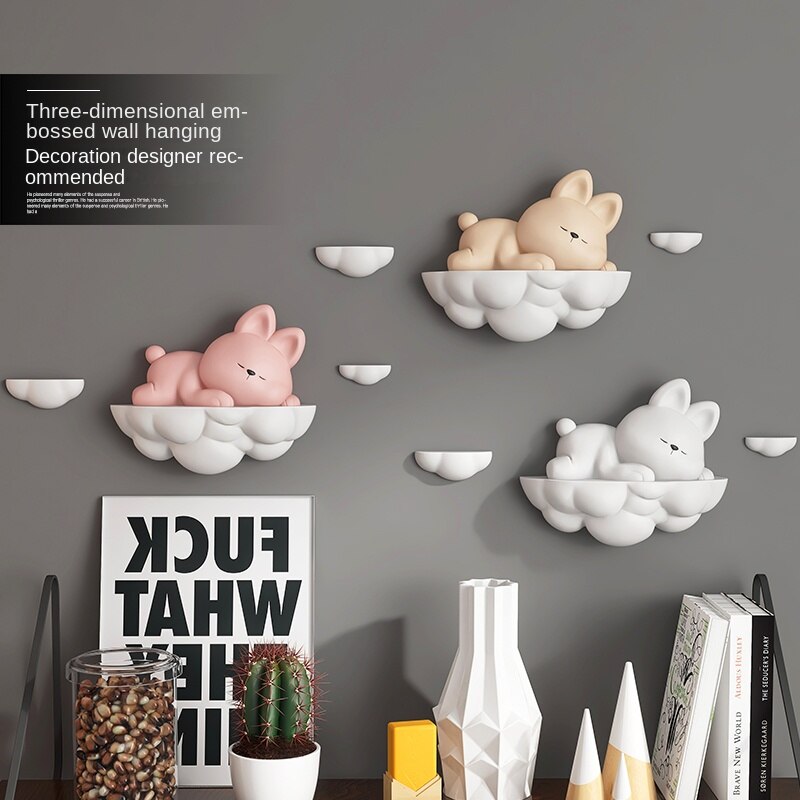 Rabbit on Clouds Three-dimensional Wall Decor for Kids Room