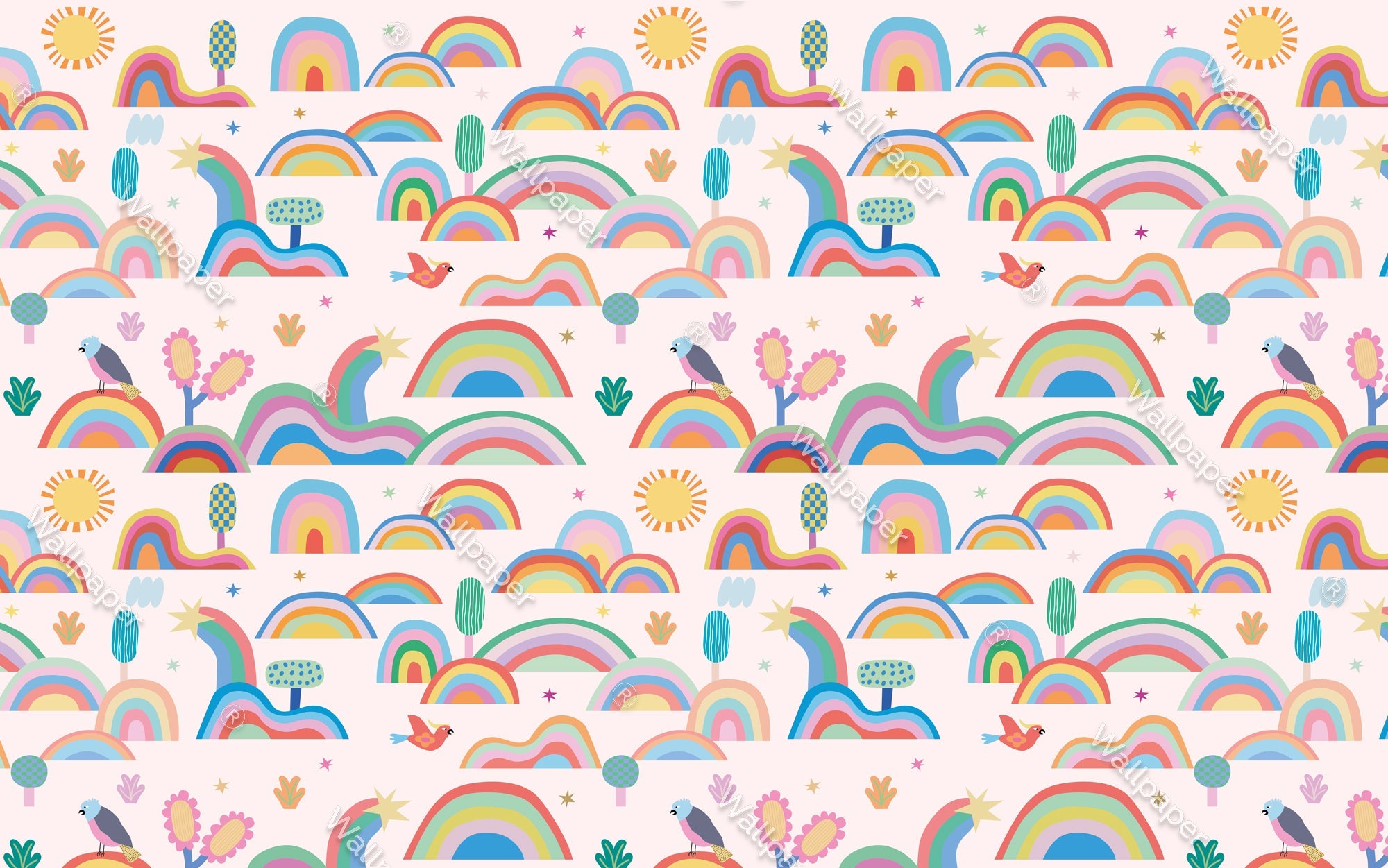 Rainbow City - Kids Room Wallpaper Mural