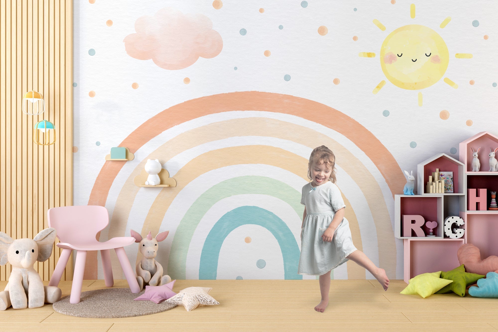 Rainbow Kingdom Kids Room Wallpaper Mural