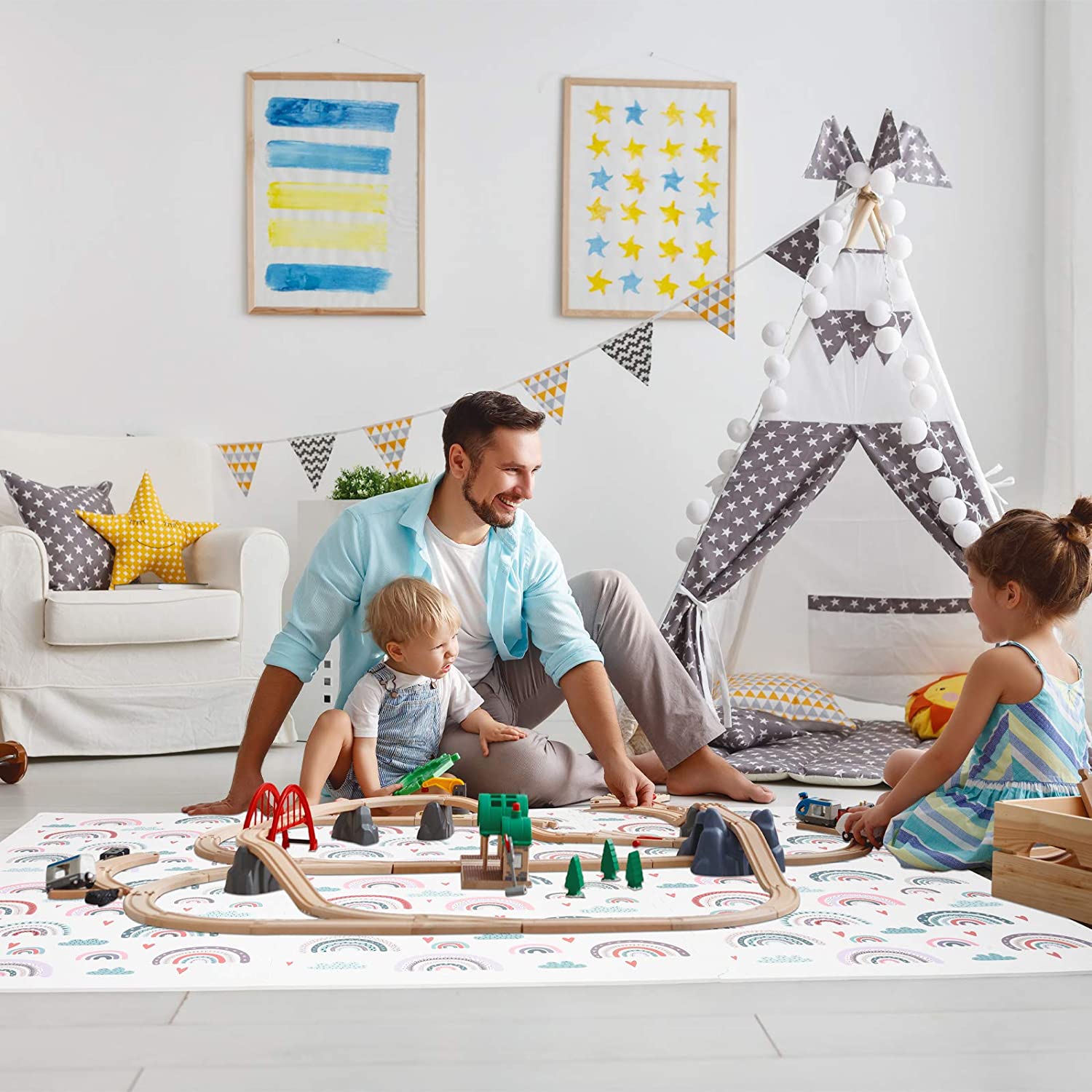 Rainbow Puzzle Play Mat Tiles