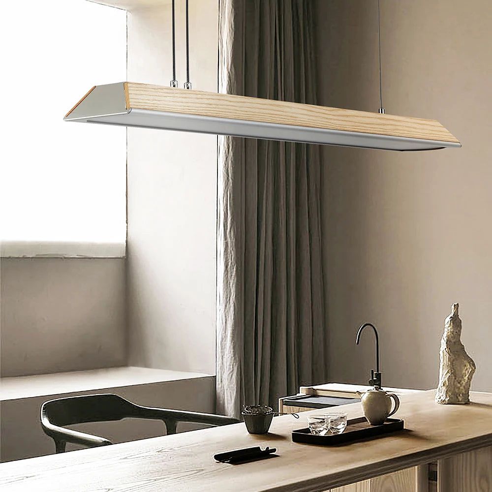 Lampe suspendue de ferme en bois véritable pour îlot de cuisine