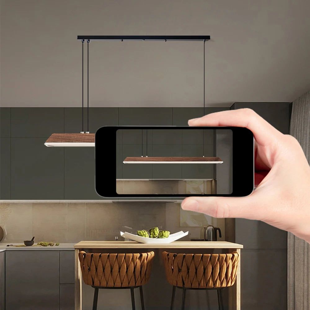 Lampe suspendue de ferme en bois véritable pour îlot de cuisine