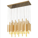 Rectangle LED Restaurant Chandelier - Modern Golden Hanging Lamp