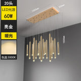 Rectangle LED Restaurant Chandelier - Modern Golden Hanging Lamp