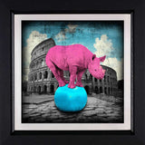 Rote Tiere, Elefant, rosa Nashorn, Leinwand-Wandkunst